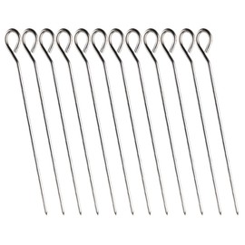 12 PCS BBQ Metal Skewers，Food-Grade Kebab Skewers Reusable Skewers BBQ Metal Skewers Stainless Steel，Suitable for Meat Kebab, BBQ Food, Reusable Skewers for Air Fryer