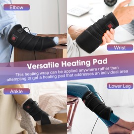 Heizkissen Wicklung Zur Schmerzlinderung, Flexibles Beheiztes Pad Für Knöchel Bein Ellbogen Handgelenk Und Unterarm, Schnelle Heizkörper-Wärmeklammer Mit 3 Heizstufen, Mit 198cm Netzkabel -Schwarz