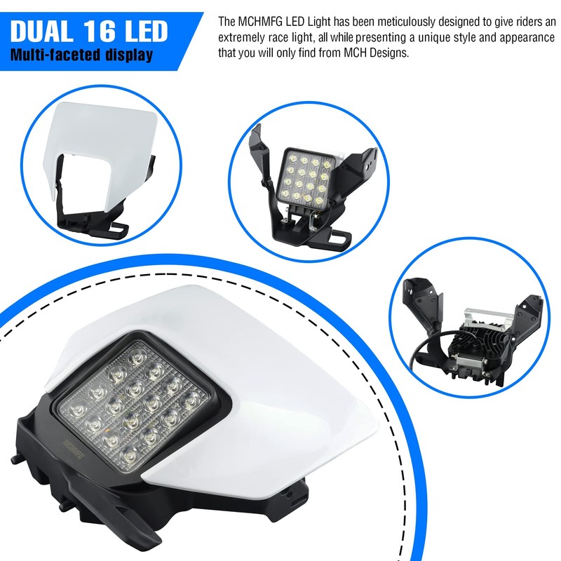 MCHMFG Dirtbike Headlight,LED Enduro Pit Bike Light Kit Universal For