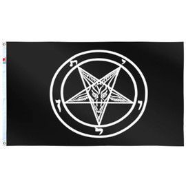 rhungift Baphomet Church of Satan Flag 3x5 Ft Outdoor Large, Moderate-Outdoor Both Sides Heavy Duty100D Polyester, Templar Order Satanic Flags Tapestry