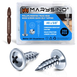 350Pcs Wood Screws #8 x 5/8", Phillips Modified Truss Head 5/8 Inch Deck Screws, Zinc Oxide Self Tapping Small Wood Screws for Household Appliances Furniture Woodworking Outdoor by Marysino