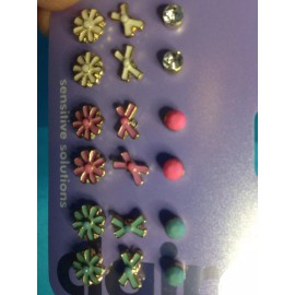 Claire's Nine Cute Pairs Of Claire's Earrings Stud Bows Flowers White Pink Blue New