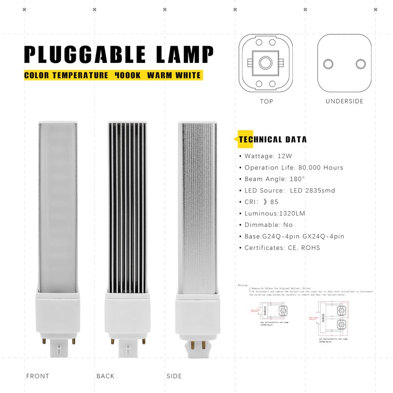 Natural Daylight Gx24q 4 Pin LED Light Bulb PL-C Retrofit