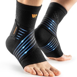 WHCOOL Ankle Brace For Women Men, 3D Knit Compression Sleeve Socks w/Wide Fish Silk Straps, Foot Support for Plantar Fasciitis Relief, Achilles Tendonitis, Sprain, Sports,1 Pair,Black,S(24-28cm)