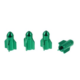 HEROFFIX 4 Pcs Decorative Tire Valve Stem Caps Rocket Style 27mm Tyre Valve Dust Covers for Most Cars Truck Green Aluminum Alloy
