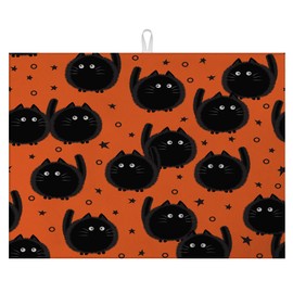 Cute Fat Cat Dish Drying Mat for Kitchen Counter Microfiber Absorbent Dish Cartoon Kitchen Drying Mat Draining Reusable Washable for Dishes/Utensils/Countertops/Sinks