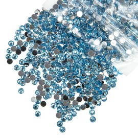 qiipii 2800PCS 4mm Crystal Light Blue Resin Rhinestones for Crafting Sky Blue Flatback Stones Bulk SS16 Non-Hotfix Diamonds Crystals Gems Charms for Nails Face Eyes Makeup Tumblers Bottles DIY Crafts