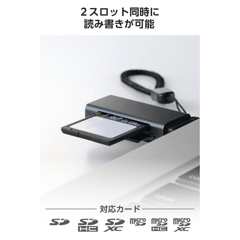 ELECOM Card Reader USB-A 2-in-1 5Gbps 【Supports SDXC/SDHC/SD/microSDXC/microSDHC/microSD】 MR3-D20EBK