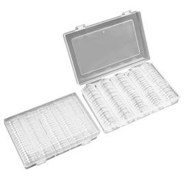 MaxEarn 200 Pieces 26 mm Coin Capsules with Storage Box, Plastic Transparent Coin Holder Capsules for Special Coins, Collector's Coins, Commemorative Coins, 2 Euro Coins