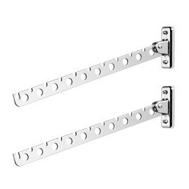 CJBIN Foldable Clothes Hooks, Pack of 2 Stainless Steel Clothes Hooks, Foldable Wall Clothes Rail, Wall Mounted Coat Hooks, Foldable for Laundry Room, Bathroom, Balcony