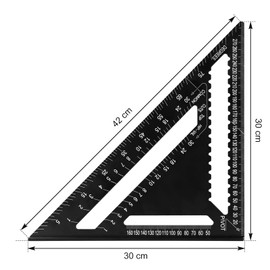 Beslands Rafter Square Metric 12 inch, Aluminum Carpenters Roofing Square, Metric Woodwork Square,Triangle Ruler Protractor