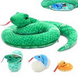 MorisMos Giant Snake Soft Toy Large with Babies in Eggs, 140cm Long Anaconda Snakes Teddy Stuffed Animal Plush Toys Cuddly Lifelike, Present for Boys Girls Kids Christmas Birthday Party Decorations