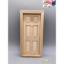 6 Panel Interior Door 1/12 Dollhouse Miniature Wooden Fairy Door Fashion Doll