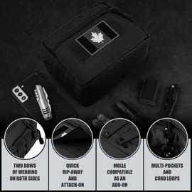 bvya 2 Pack Tactical Molle EDC Pouch Multi-Purpose Admin Pouch Water-Resistant Compact Utility Gadget Gear Waist Bag, Flag Patch and D-Ring Included