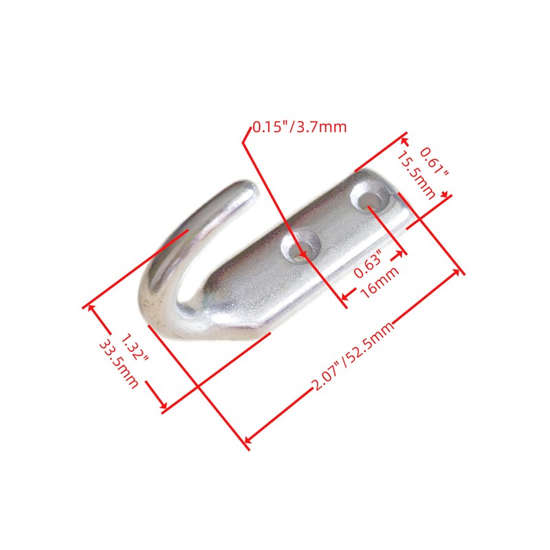Heavy Duty Stainless Steel 316 Wall Hook, Marine Grade Wall