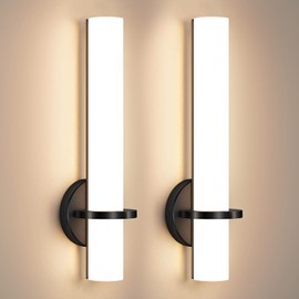 AIJIASI Black Wall Sconces Set of 2, 18 inch Bathroom Sconces with Acrylic Shade 18W 3000K LED Dimmable Modern Wall Sconces Wall Lights for Bedroom Living Room Hallway Stairway