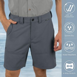 KastKing CoolCaster Men's Fishing Shorts, UPF 50+ Hiking Shorts, 10.5” and 7.5” Available, Water Repellent, 4-Way Stretch, Quick Dry, Shorts for Men