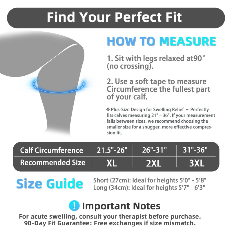 Feamero Plus Size Calf Compression Wrap For Severely Swollen Calves