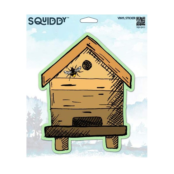Squiddy Honey Bee Skep - Vinyl Sticker for Car, Laptop,