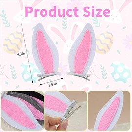 Bunny Ear Hair Clips Easter Cute Rabbit Hair Barrettes Alligator Clips for Women Girls Halloween Costume Accessories Cosplay Party Supplies, 2 Pcs