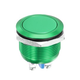 DMiotech 1 Pcs 22mm / 7/8" Push Button Switch, IP66 1NO 0-250V 5A Momentary Latching Push Button Starter Light Switch Self-Reset, Aluminum Alloy Flat Head Green