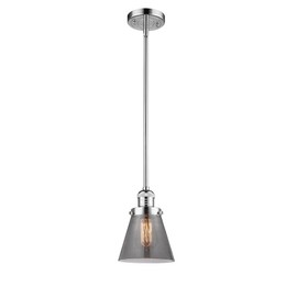 Innovations 1-LT Small Cone 6" 201S Mini Pendant, Chrome/Smoke - 201S-PC-G63