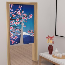 Pnylzzyxh Japan Mount Fuji Cherry Noren Doorway Long Type Curtain Door Tapestry for Bedroom Doorway Girls Women Japanese Pink Floral Home Decoration Snow Mountain Shops Doorway Curtain 33.5 x 70.9 in