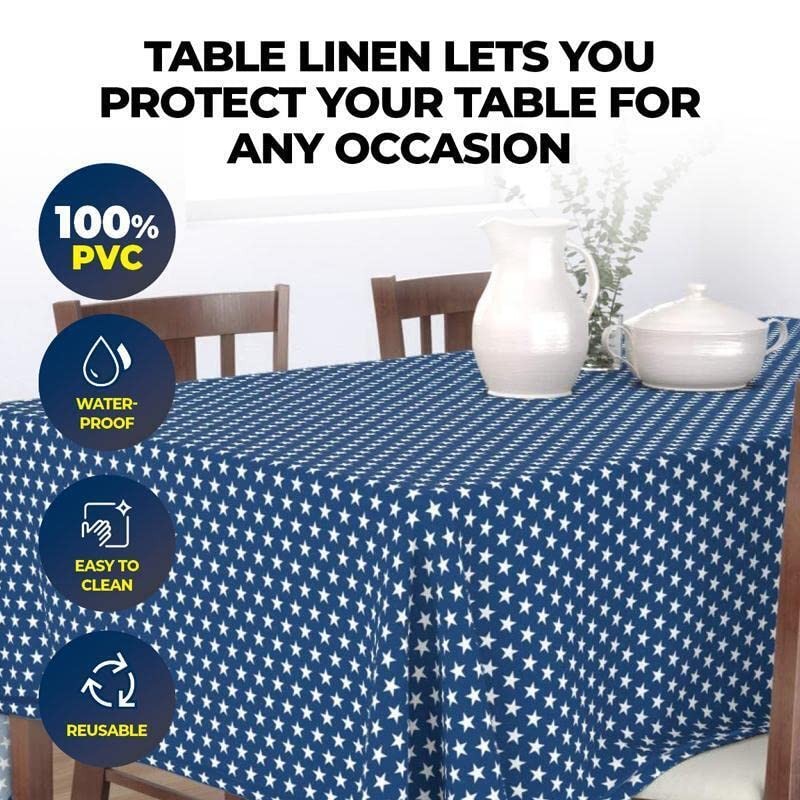 Table Cloth PVC Star Print Waterproof Reusable 108 x 180cm
