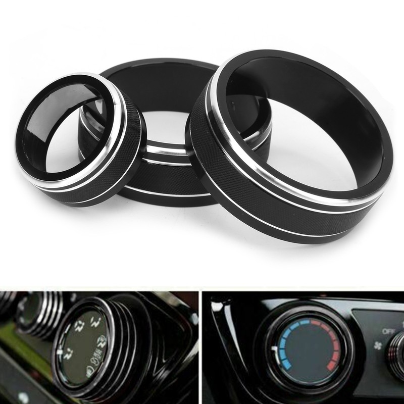 3pcs Car Air Conditioning Interior Climate Controller Knob Cover Black