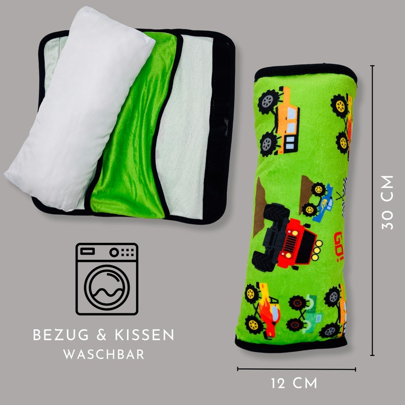 HECKBO 1 x Car Seat Belt Cushion with Monster Trucks