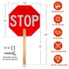 Stop Slow Sign with Bamboo Handle, 13" x 13" Double