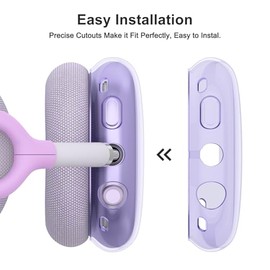 IEOVIEE Funda Protectora para AirPods MAX, Fundas Transparentes de TPU Suave Antiarañazos para Almohadillas/Corona - Accesorios Protectores Antisudor Transparentes, Morado Claro