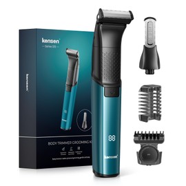 Body Hair Trimmer for Men - 6.0 Upgraded Groin & Pubic Hair Trimmer, 2-in-1 Professional Dual-Head Body Shaver for Beard Armpit Ball Shaver IPX6 Waterproof Wet/Dry Use Rechargeable Groomer Kit (Green)