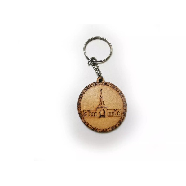 lds temple natural wood laser engrave keychain