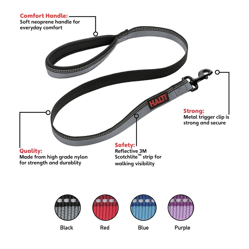 HALTI Lead For Dogs, Size Small, Black, 1.2m, Premium Nylon