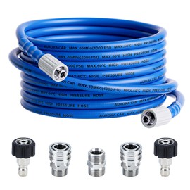 AURORA CAR Pressure Washer Hose 25 FT x 1/4"，Kink Resistant Power Washer Hose with M22-14mm and 3/8" Quick Connection Kit，4000 PSI Replacement Power Washer Hose for Electric & Gas