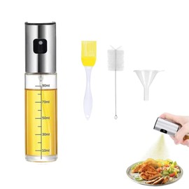 SomosTrade Ölsprüher Set | Ölsprüher zum Kochen | Ölspray | Öl Sprühflasche | Ölsprüher für Salat, Grillen und Backen | 100ml | Ölsprüher Set | inkl. Bürste, Pinsel und Trichter |