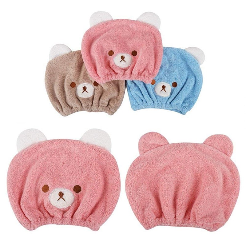 Children's Hair Drying Towel, Towel Cap, Bear Pattern, Hair Cap,