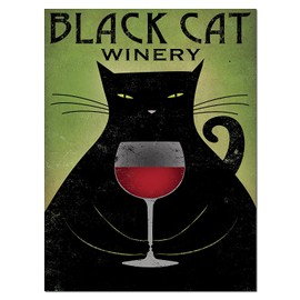 Gango Home Décor Black Cat Winery Red Wine Print by Ryan Fowler; One 12x16in Paper Poster