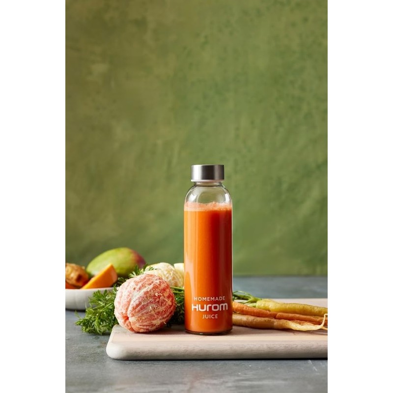 Hurom Glass Juice Jar 18oz Airtight Rubber Seal Stainless Steel