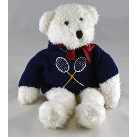 Clarke Tennis Bear w/Sweater Large White