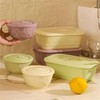 Ceramic Lunch Box with Compartment, Lunch Box with Lid, Green