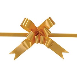 Pack Of 100, 2" Solid Gold Butterfly Pull Bows Petite Pull Bows 100% Polypropylene Made In Usa For Baskets & Gifts