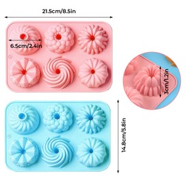 Zyren 2 Stück Mini Gugelhupfform Silikon, Wiederverwendbar Gugelhupfform Klein, Antihaftbeschichted Backformen,Klein Gugelhupf Kuchenform für Kekse,Bagels, Muffins, 12 Mini-Kavitäten, 6cm Durchmesser