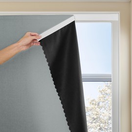 JILRON - Cortina adhesiva 100% opaca, sin taladros, fácil de instalar, para persianas de recámara, bloqueo de luz (gris plateado, 35 pulgadas de ancho x 59 pulgadas de largo - 1P)