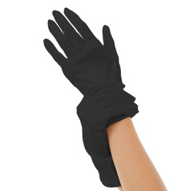 [est shop] Silk Gloves, Hand Treatment Gloves, Silk, Thin, Comfortable in Summer, Cooling, Smooth Material, 100% Silk, UV Protection, Skin Care, Hand Care (Black - Full Finger Type)