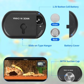 AQUANEAT Reptile Thermometer Hygrometer Digital Display Temperature and Humidity Moniter for Reptiles Rearing Box with Suction Cup