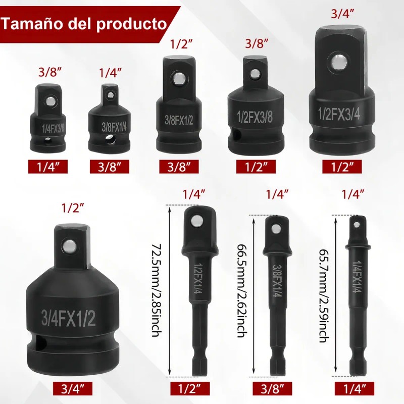 Pack Adaptadores LIANZI Para Dados y Llaves Impacto 1/4 1/2