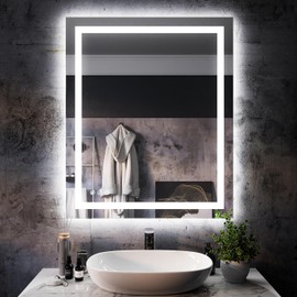 ISKM 30''x36'' LED Mirror for Bathroom Lighted Vanity Mirror for Wall Front Lights + Backlit LED Bathroom Mirror Anti-Fog Tempered Glass ETL Listed