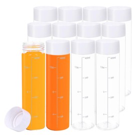 YBCPACK 400ML Plastic Juice Bottles - 12 Pack Plastic Bottles with Lids Ideal for Smoothie，Juice and Other Homemade Beverages